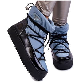 Modische Schneestiefel zum Schnüren für Damen Blau Carrios