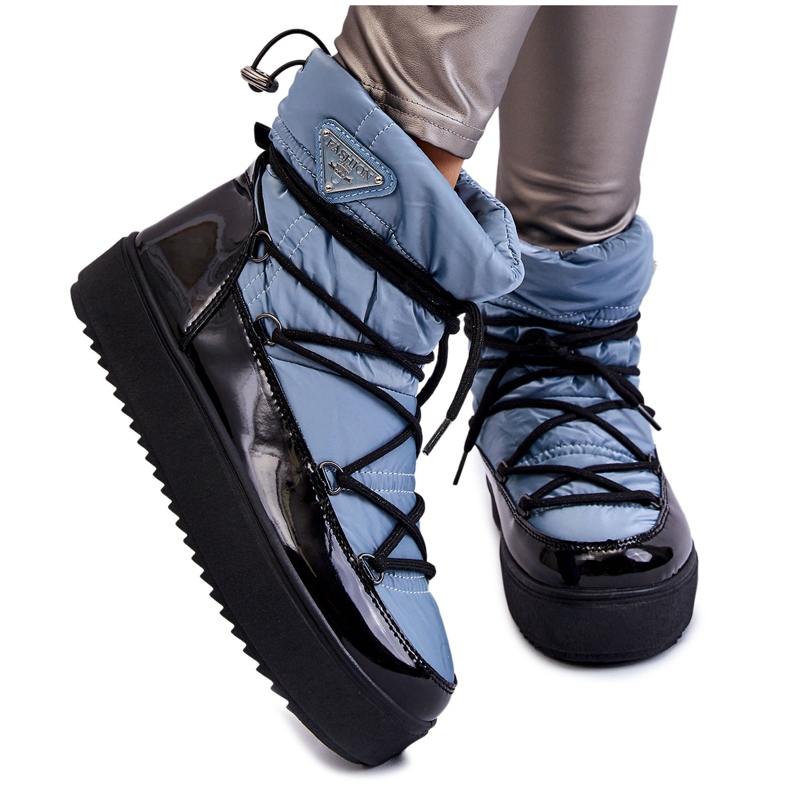 Modische Schneestiefel zum Schnüren für Damen Blau Carrios