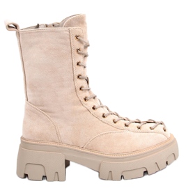 BM Wayne Beige Damen-Schnürstiefel