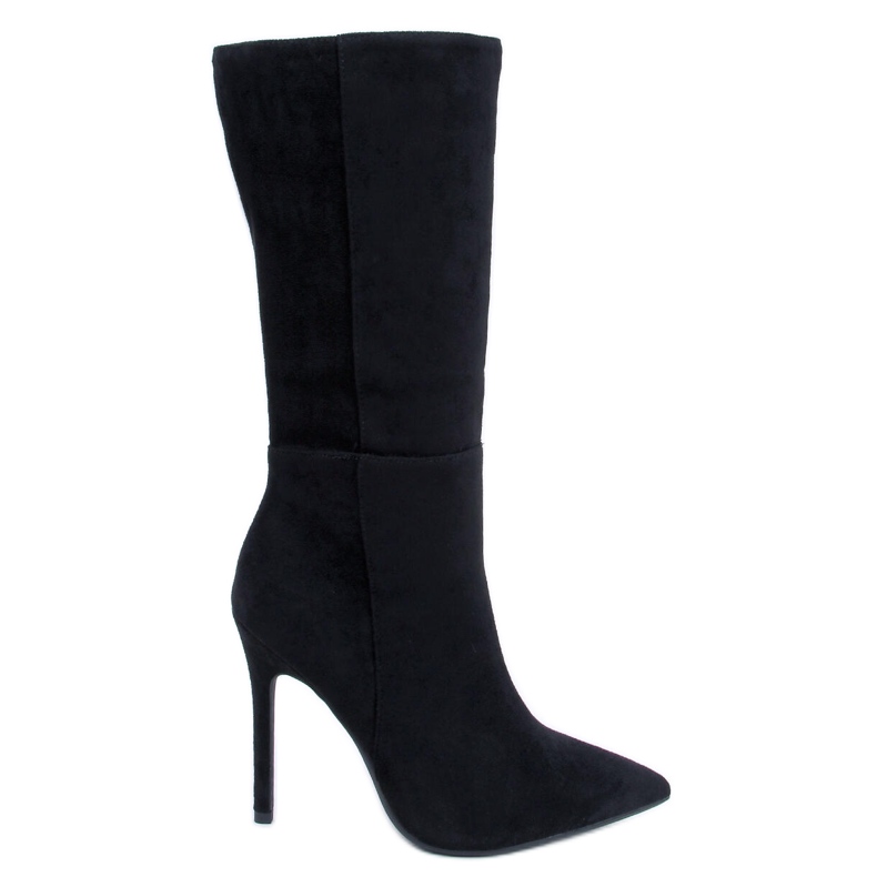 BM Klassische Wildleder-High-Heel-Stiefel Marissa Black schwarz