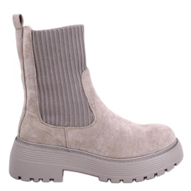 PA1 Winters Khakifarbene, elastische Stiefeletten grau