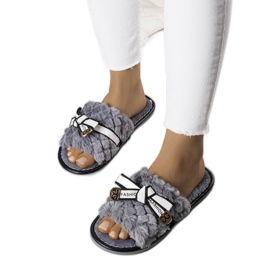 BM Graue Hausschuhe mit Schleife von Peter