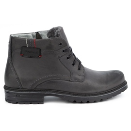 Polbut Herren Winter Lederstiefel J35S grau