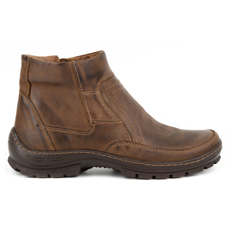 Olivier Herren Winter Lederstiefel 354MP dunkelbraun
