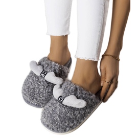 BM Graue Hausschuhe mit Fell von Rosny