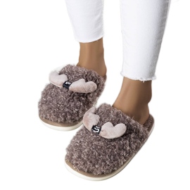 BM Braune Hausschuhe mit Fell von Rosny