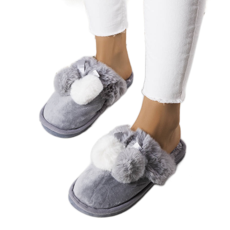 BM Graue Bonnet-Hausschuhe