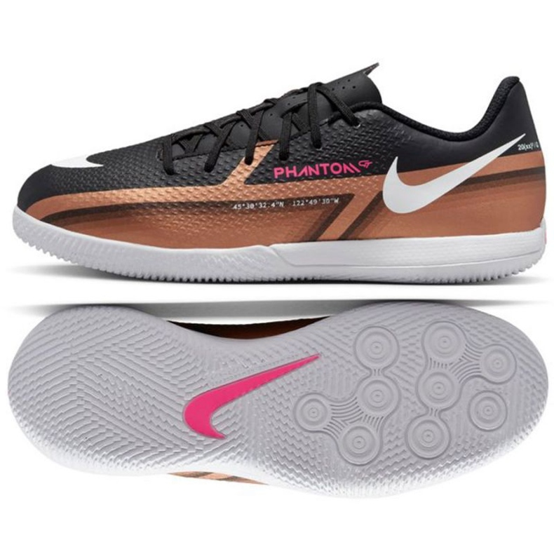 Nike Phantom GT2 Academy Qatar Ic Jr DR6059 810 Fußballschuhe braun schwarz schwarz