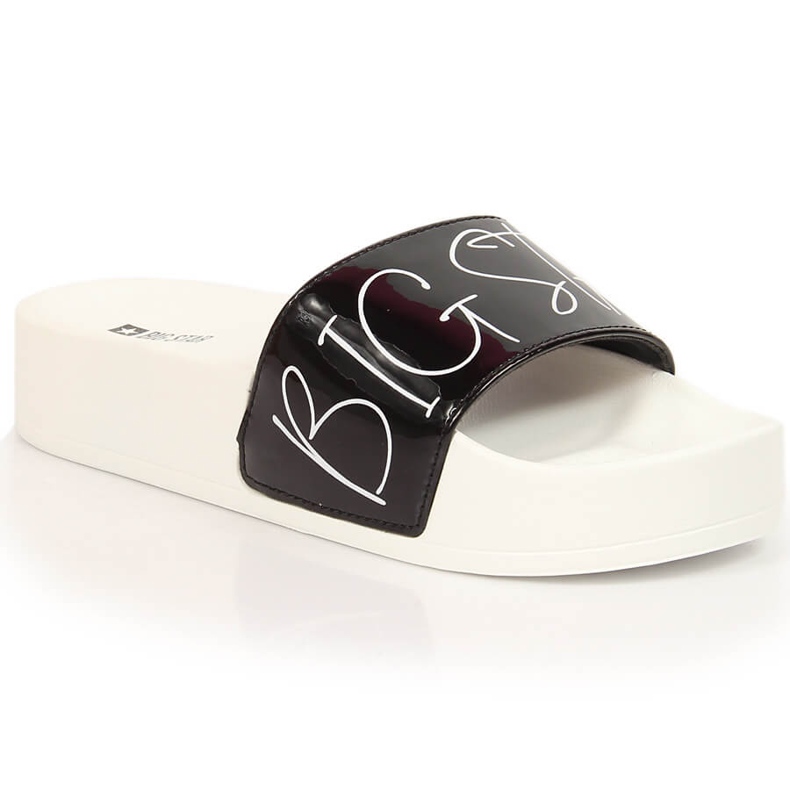 Schwarz lackierte Damenhausschuhe auf der Big Star-Plattform JJ274A276