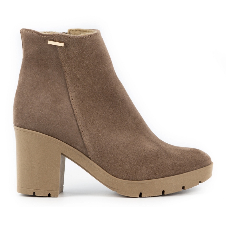 Olivier Riva isolierte Wildlederstiefel für Damen in Dunkelbeige