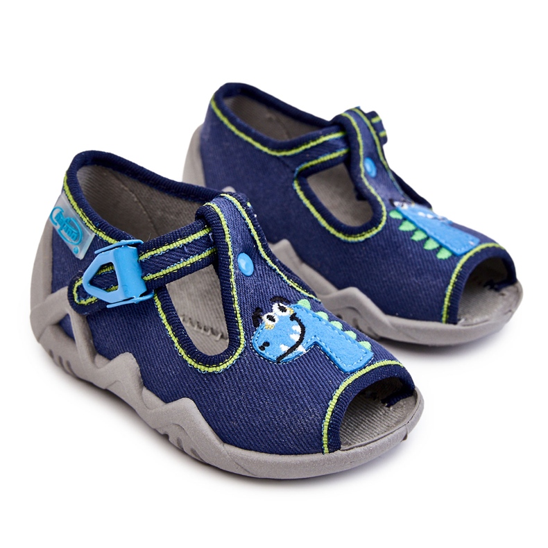 BEFADO S.A. Kinder Sandalen Hausschuhe Befado Dinosaurier 217P116 Marineblau navy blau