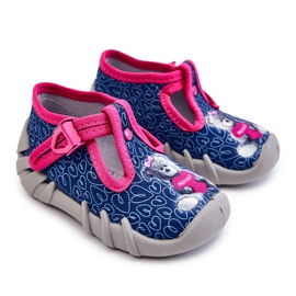 BEFADO S.A. Schuhe Hausschuhe Befado Bear 110P469 Navy-Pink marineblau rosa