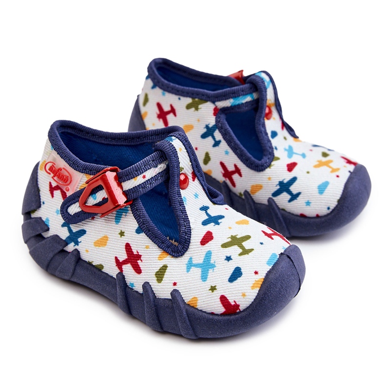 BEFADO S.A. Schuhe Hausschuhe Befado Flugzeuge 110P463 Weiß und Marineblau navy blau