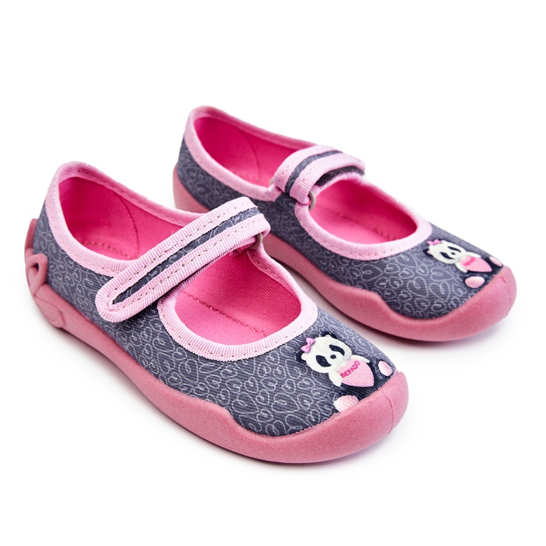 BEFADO S.A. Kinderhausschuhe Befado Panda 114X506 Grau-Rosa