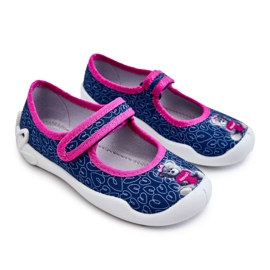 BEFADO S.A. Kinderhausschuhe Ballerina Befado Bär 114X505 Marineblau rosa