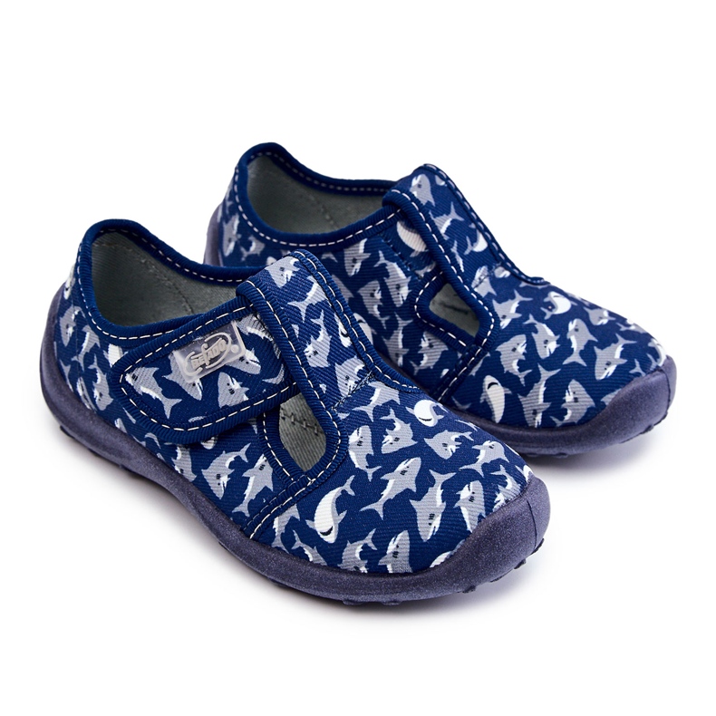 BEFADO S.A. Kinderhausschuhe Befado Sharks 010X032 Marineblau navy blau