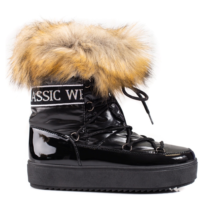 Shelovet schwarze Schneestiefel für Damen mit Fell