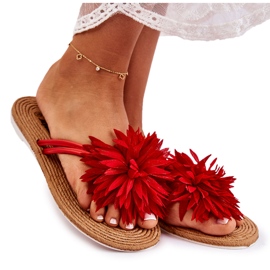 WJ1 Damen-Flip-Flops mit Stoffverzierung Eviana rot