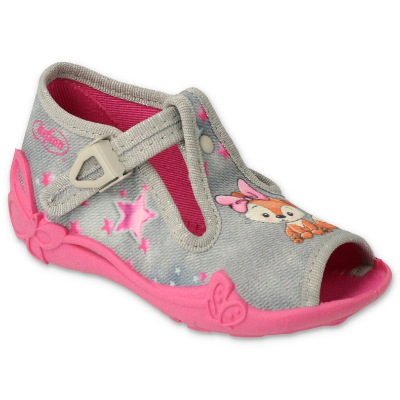 Befado Kinderruhschuhe 213p137 Grau-Pink mit Anwendung rosa