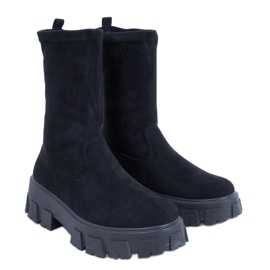 PA1 Phyllis Flache Stiefel aus schwarzem Wildleder