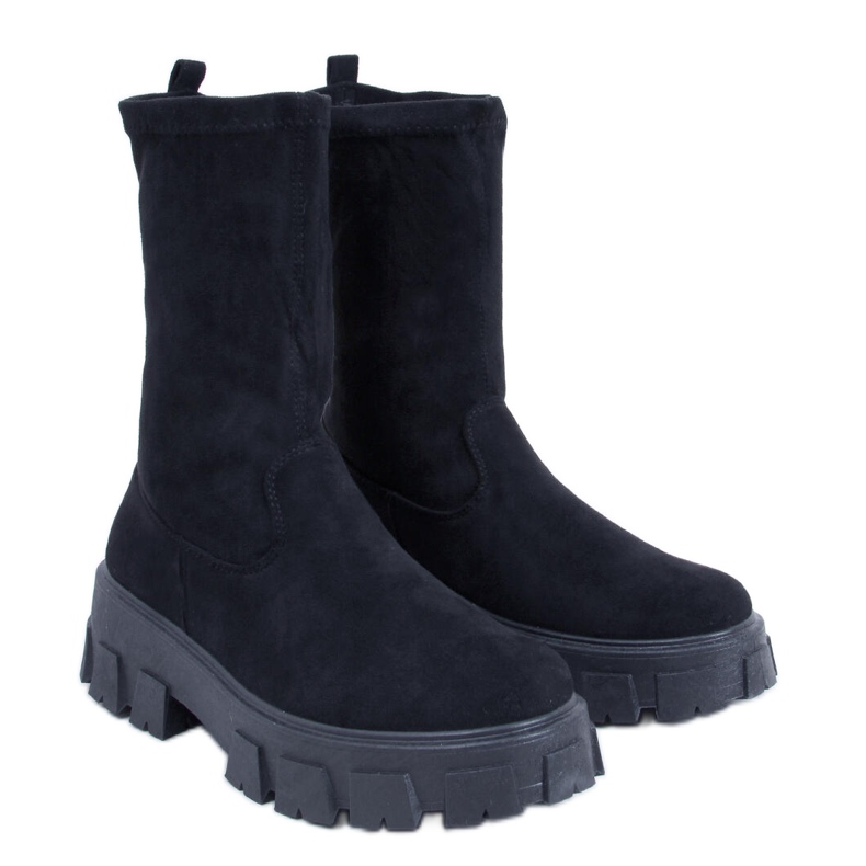 PA1 Phyllis Flache Stiefel aus schwarzem Wildleder