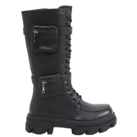 Asot Schwarze Stiefel mit Beutel