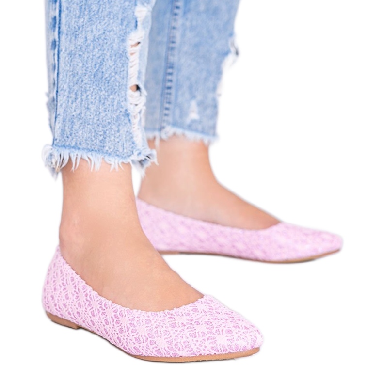 Pinkfarbene East Side Ballerinas aus Spitze rosa