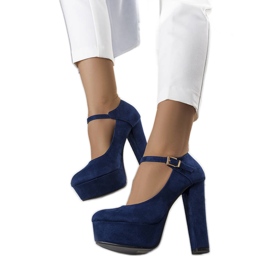 Marineblaue Pumps mit hohem Absatz von Nathanael