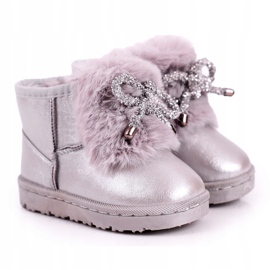 Kinder-Schneestiefel mit Fell Silver Aurora silber-