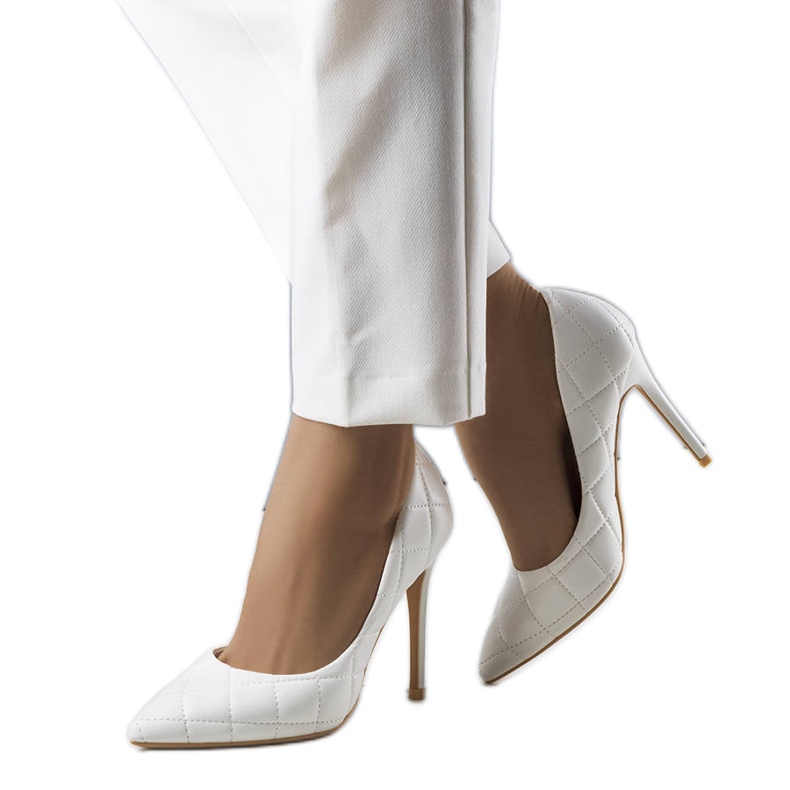 Weiß gesteppte High Heels