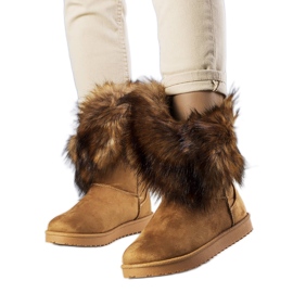 BM Braune isolierte Schneestiefel mit Fell von Kynlee grau