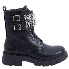 PA1 Vance Schwarze Stiefeletten mit Perlen