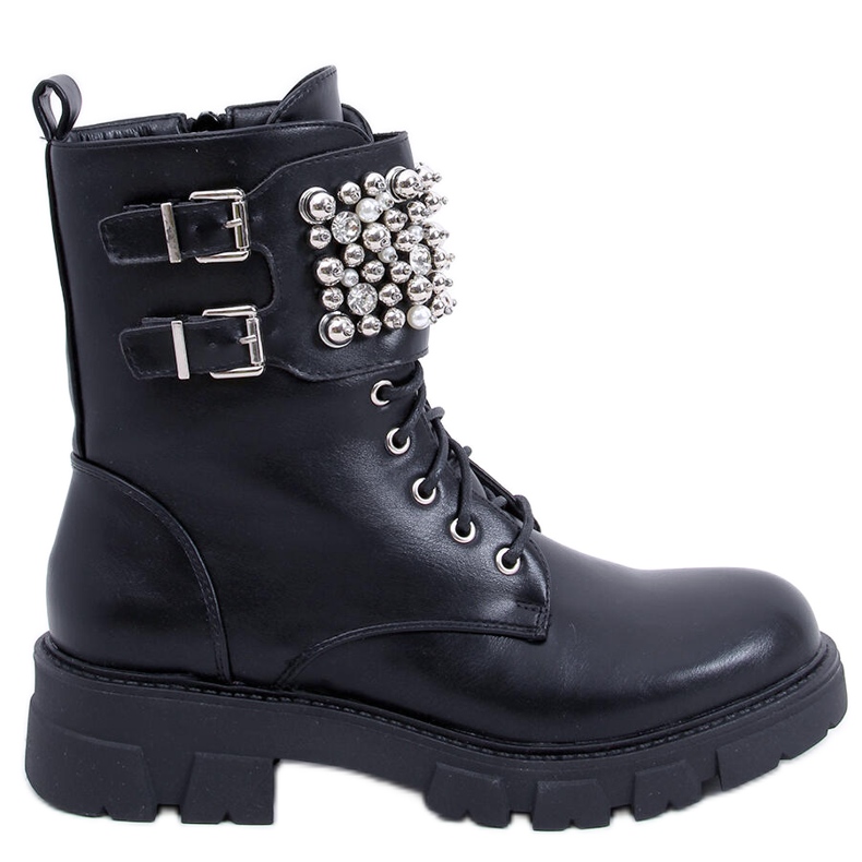 PA1 Vance Schwarze Stiefeletten mit Perlen