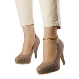 Emily braune Pumps mit hohem Absatz beige
