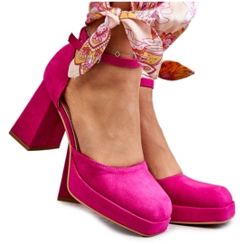 PS2 Fuchsia Diame Wildleder Chunky Heels Plateau Pumps rosa