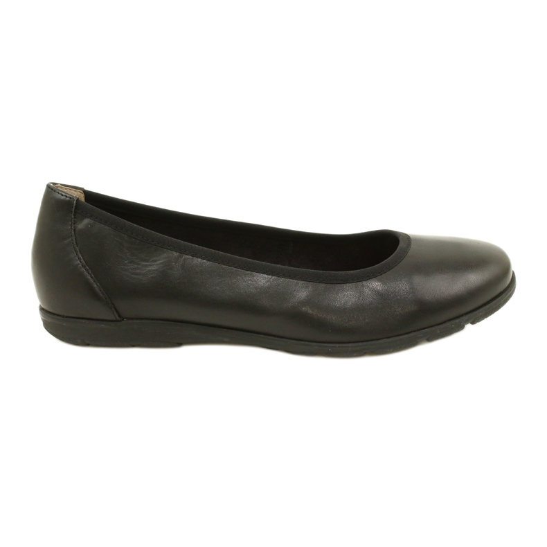 Bequeme Ballerinas Caprice aus Leder 22150-20 022 Schwarzes Nappaleder