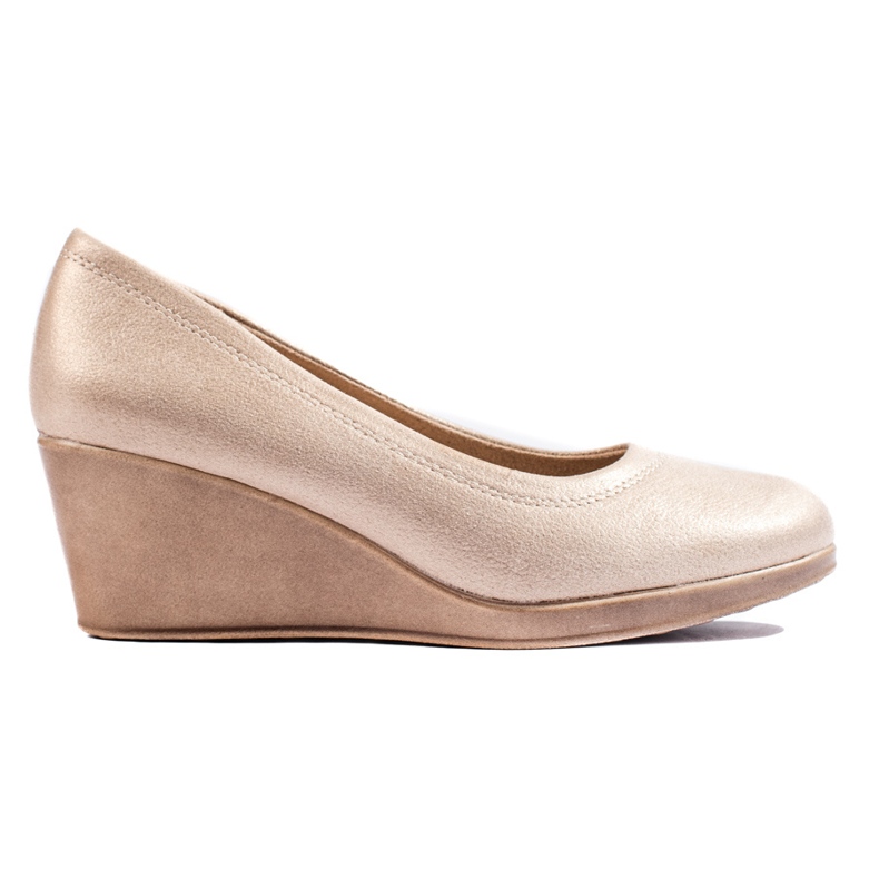 Shelovet Damen Pumps mit Keilabsatz und Glitzer golden