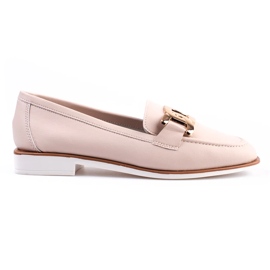 Beigefarbene Damen-Slipper aus Leder von Shelovet