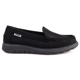 Schwarze, durchbrochene Shelovet-Loafer für Damen