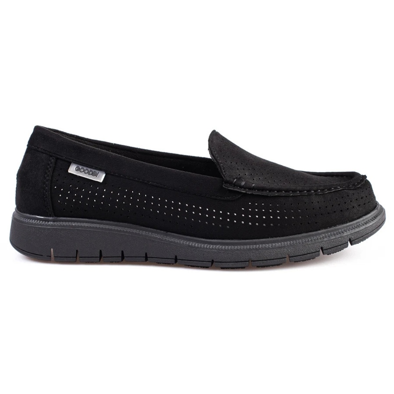 Schwarze, durchbrochene Shelovet-Loafer für Damen