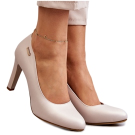 Damen Pumps On Heel Sergio Leone Light Beige Pearl Campbell