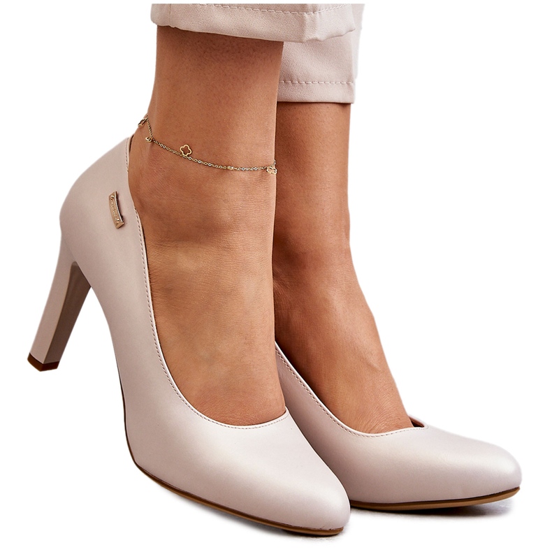 Damen Pumps On Heel Sergio Leone Light Beige Pearl Campbell