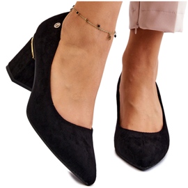 PS1 Klassische Wildleder-Pumps mit hohem Absatz und schwarzer Derren-Verzierung