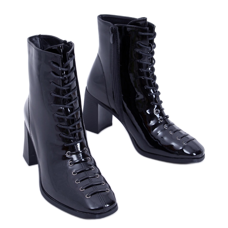 BM Stiefeletten mit hohem Absatz, Aubrey Black lackiert schwarz