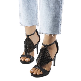 Schwarze, elegante Sandaletten mit hohem Absatz von Caleb