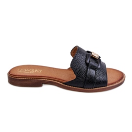 Lewski Shoes Leder Damenhausschuhe Leewski Schuhe 3270 Schwarz golden