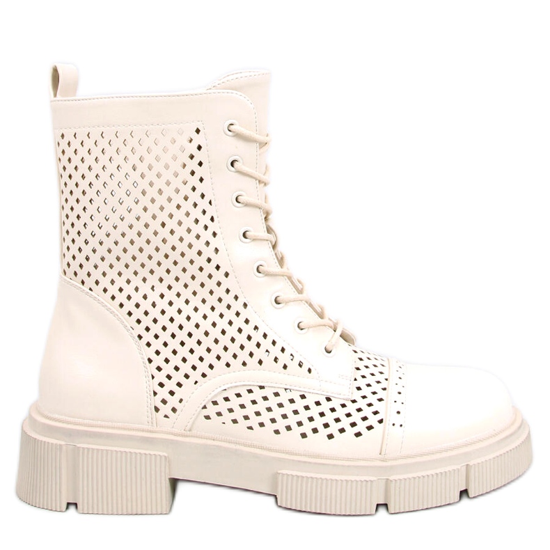 BM Wyman Beige durchbrochene Schnürstiefel
