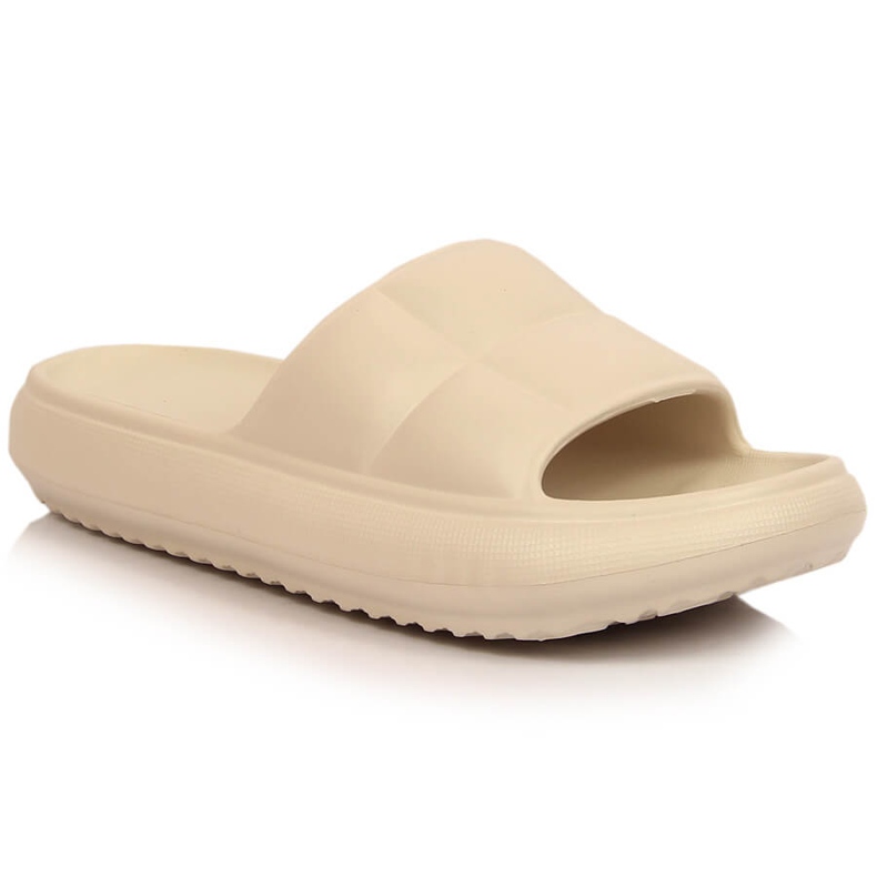 Beige gesteppte Plateau-Slipper für Damen Vinceza 48800