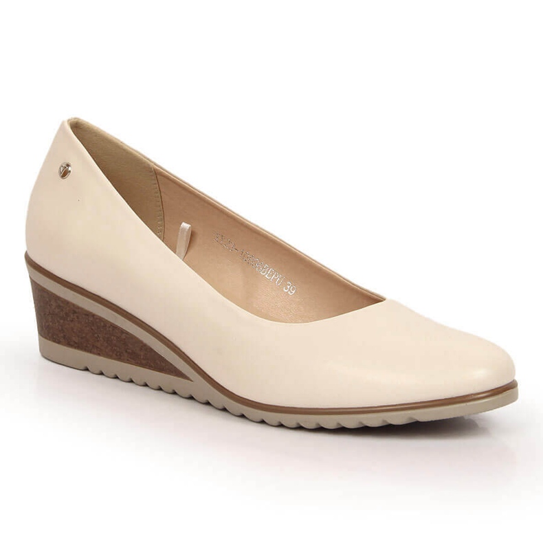 Beige Keilpumps für Damen Vinceza 10896