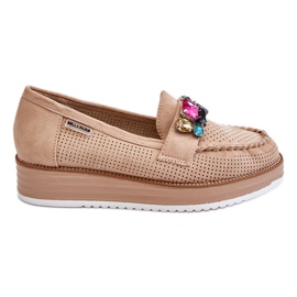 PM1 Verzierte Plateau-Slipper für Damen Beige Adelyn